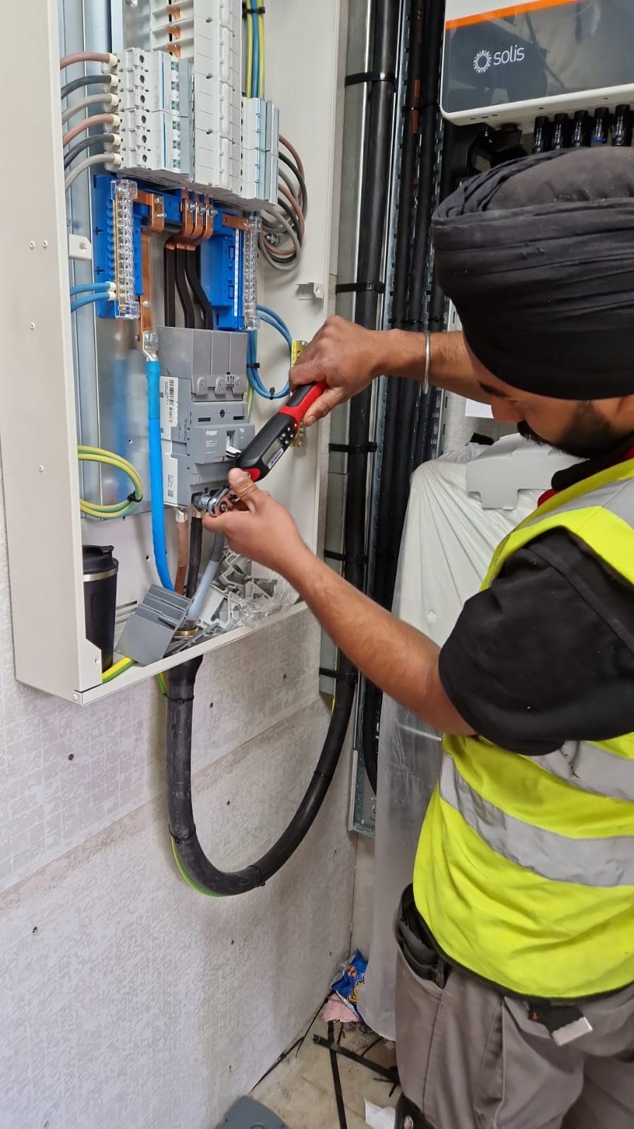 Installation in progress on the Rapiscan Surrey roof