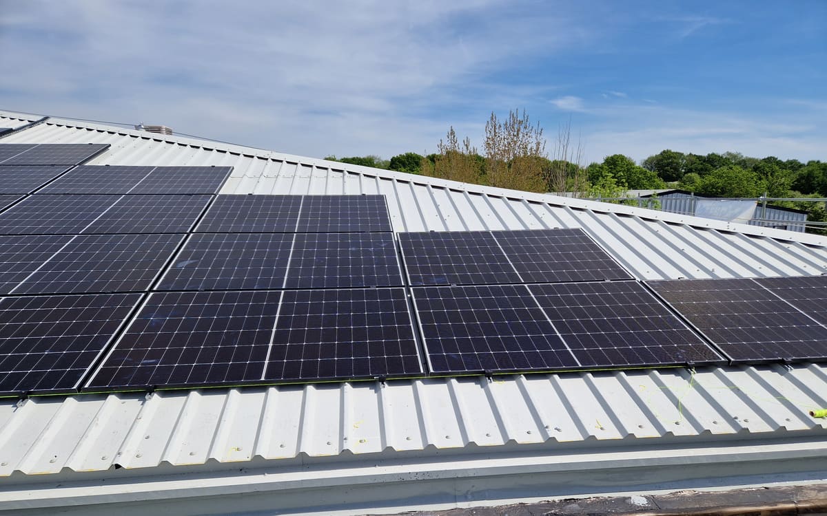 Rooftop solar array at the Rapiscan Systems Surrey site